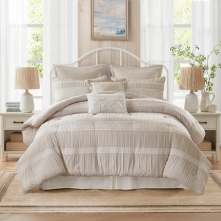 Thumbnail 3: Madison Park Perryn 7 Pc Jacquard Comforter Set  