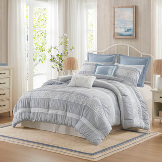 Thumbnail 2: Madison Park Perryn 7 Pc Jacquard Comforter Set  
