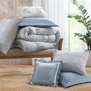 Thumbnail 9: Madison Park Perryn 7 Pc Jacquard Comforter Set  
