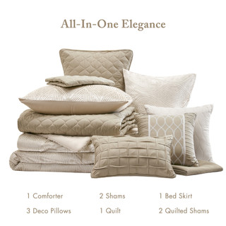 Thumbnail 4: Madison Park Nocturne 10 Pc Jacquard Comforter Set 