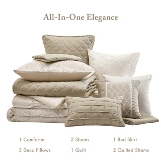 Thumbnail 11: Madison Park Nocturne 10 Pc Jacquard Comforter Set 