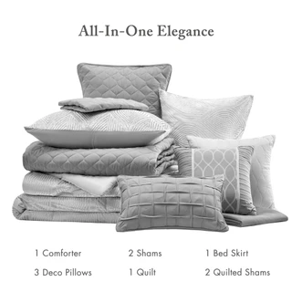 Thumbnail 14: Madison Park Nocturne 10 Pc Jacquard Comforter Set 