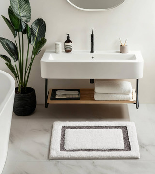 Thumbnail 2: Madison Park Roan Border Tufted Bath Rug 