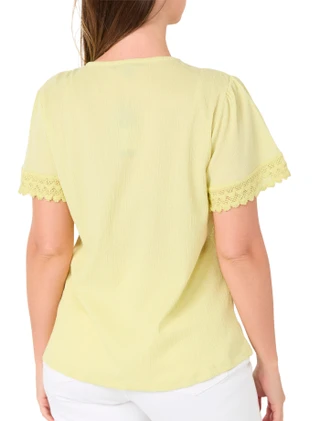 Thumbnail 2: ADRIENNE VITTADINI Women's Textured Crochet Trim Top 