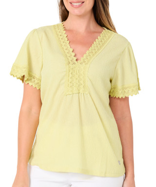 Thumbnail 1: ADRIENNE VITTADINI Women's Textured Crochet Trim Top 