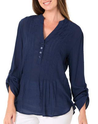 Thumbnail 1: Zac & Rachel Women's 3/4 Sleeve Pleated Top 