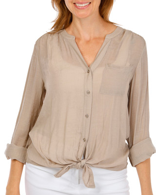 Thumbnail 1: Zac & Rachel Women's Tie Hem Button Front Top 