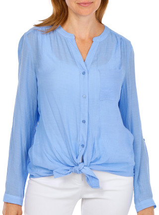 Thumbnail 3: Zac & Rachel Women's Tie Hem Button Front Top 