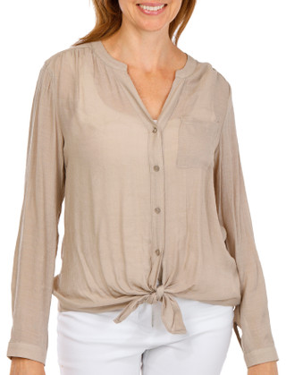 Thumbnail 4: Zac & Rachel Women's Tie Hem Button Front Top 