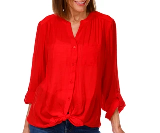 Thumbnail 1: Zac & Rachel Women's Tie Hem Button Front Top 