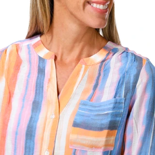 Thumbnail 3: Zac & Rachel Women's 3/4 Sleeve Tie Hem Button Front Top 