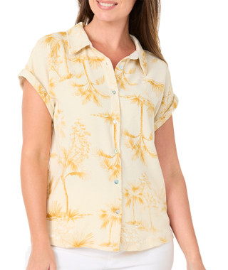 Thumbnail 1: Kathy Ireland Women's Short Sleeve Button Front Camp Top 
