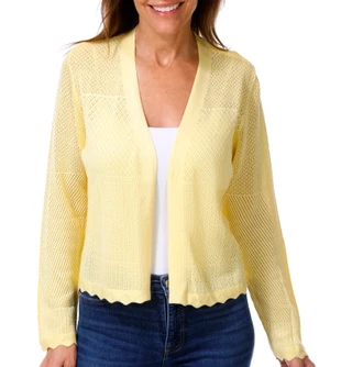 Thumbnail 1: Kathy Ireland Women's Long Sleeve Pointelle Shrug 