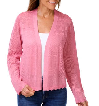 Thumbnail 1: Kathy Ireland Women's Long Sleeve Pointelle Shrug 