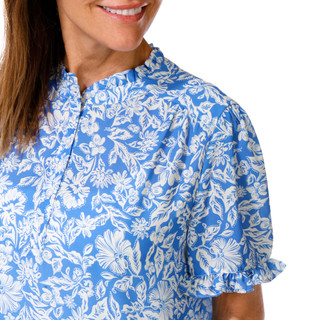 Thumbnail 3: Gemma + Jane Women's Short Sleeve Ruffle Neck Top 