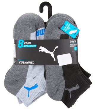 Thumbnail 1: Puma Boys 8 Pk Quarter Crew Socks 