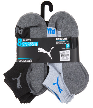 Thumbnail 2: Puma Boys 8 Pk Quarter Crew Socks 