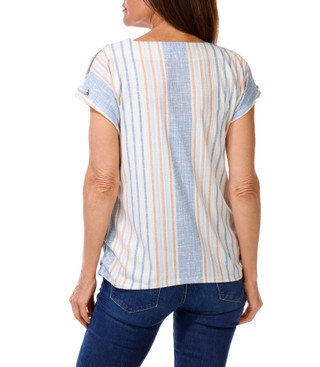 Thumbnail 2: Cure. Women's Stripe Grommet Split Sleeve Top 