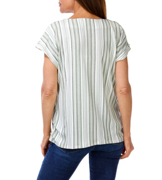 Thumbnail 2: Cure. Women's Stripe Grommet Split Sleeve Top 