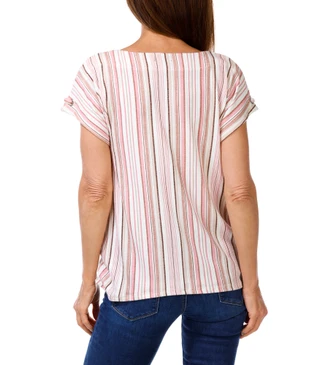 Thumbnail 2: Cure. Women's Stripe Grommet Split Sleeve Top 