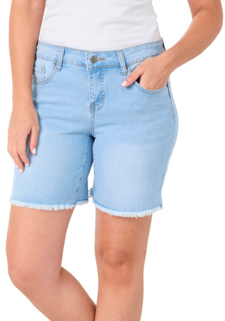 Thumbnail 1: Bleu Petite Raw Hem Denim Shorts 