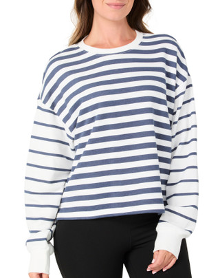 Thumbnail 1: HARMONY & BALANCE Women's Long Sleeve Stripe Top 