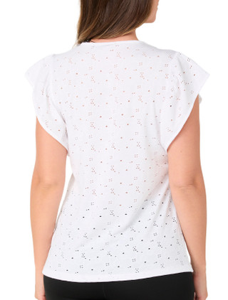 Thumbnail 2: Catherine Malandrino Women's Flutter Sleeve Eyelet Top 