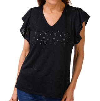 Thumbnail 1: Catherine Malandrino Women's Flutter Sleeve Eyelet Top 