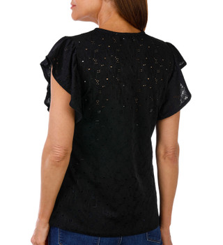 Thumbnail 2: Catherine Malandrino Women's Flutter Sleeve Eyelet Top 