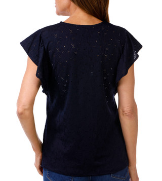 Thumbnail 2: Catherine Malandrino Women's Flutter Sleeve Eyelet Top 
