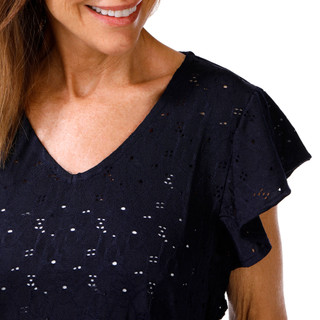 Thumbnail 3: Catherine Malandrino Women's Flutter Sleeve Eyelet Top 