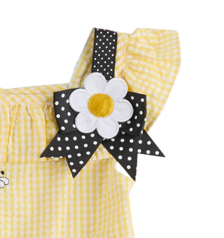Thumbnail 3: Rare Editions Little Girls Gingham Bee Print Dress 