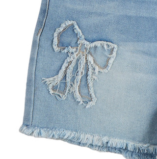 Thumbnail 3: YMI Big Girls Bow Embossed Denim Shorts  