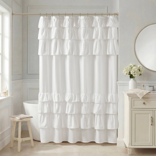 Thumbnail 2: Madison Park Grace Ruffled Shower Curtain 