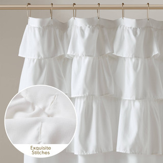 Thumbnail 3: Madison Park Grace Ruffled Shower Curtain 