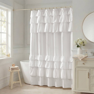 Thumbnail 1: Madison Park Grace Ruffled Shower Curtain 