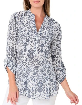 Thumbnail 1: Zac & Rachel Women's 3/4 Sleeve Pleated Top 