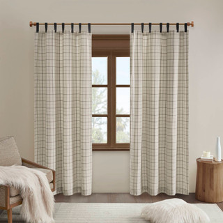Thumbnail 1: Madison Park Anaheim Faux Leather Tab Top Curtain Panel 