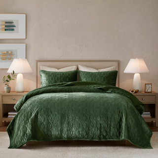 Thumbnail 4: Madison Park Harper Velvet Quilt Set  