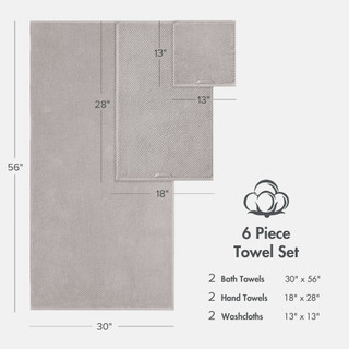 Thumbnail 3: Madison Park Diagonal Ribbed 6 Pc  Quick Dry Towel Set 