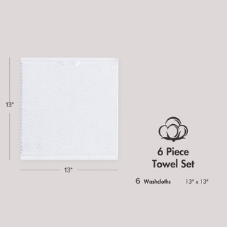 Thumbnail 3: Madison Park Diagonal Ribbed 6 Pc  Quick Dry Washcloth Set 