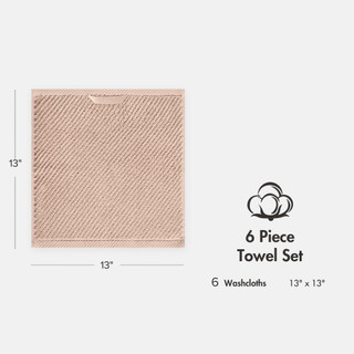 Thumbnail 2: Madison Park Diagonal Ribbed 6 Pc  Quick Dry Washcloth Set 