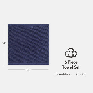 Thumbnail 3: Madison Park Diagonal Ribbed 6 Pc  Quick Dry Washcloth Set 