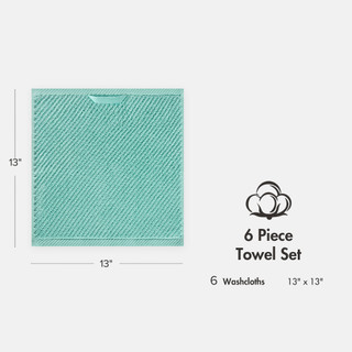 Thumbnail 5: Madison Park Diagonal Ribbed 6 Pc  Quick Dry Washcloth Set 