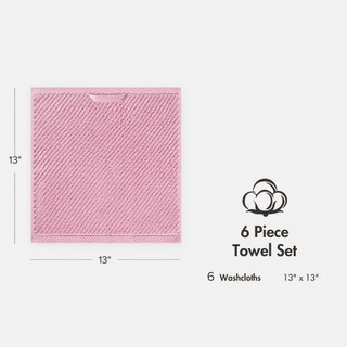 Thumbnail 5: Madison Park Diagonal Ribbed 6 Pc  Quick Dry Washcloth Set 