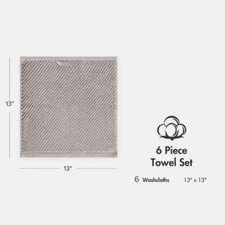 Thumbnail 4: Madison Park Diagonal Ribbed 6 Pc  Quick Dry Washcloth Set 