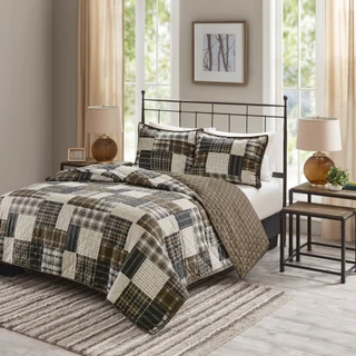 Thumbnail 1: Madison Park Timber Reversible Plaid Quilt Set 