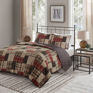 Thumbnail 1: Madison Park Timber Reversible Plaid Quilt Set 