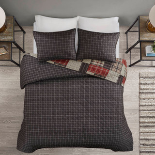 Thumbnail 7: Madison Park Timber Reversible Plaid Quilt Set 