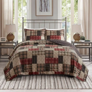 Thumbnail 10: Madison Park Timber Reversible Plaid Quilt Set 